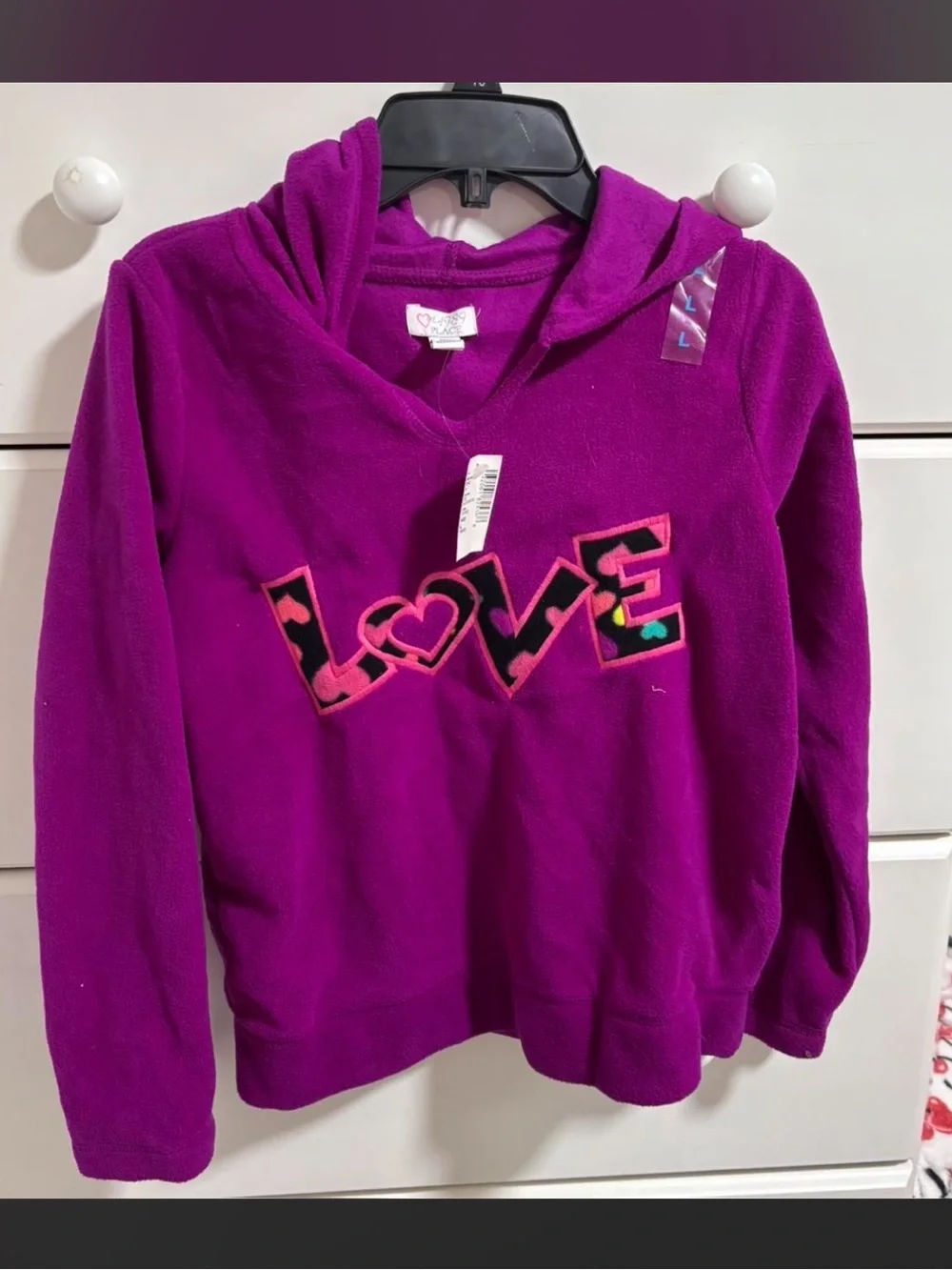 the children’s place kids hoodie with 'LOVE' graphic